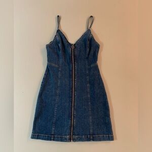 Denim zip up dress